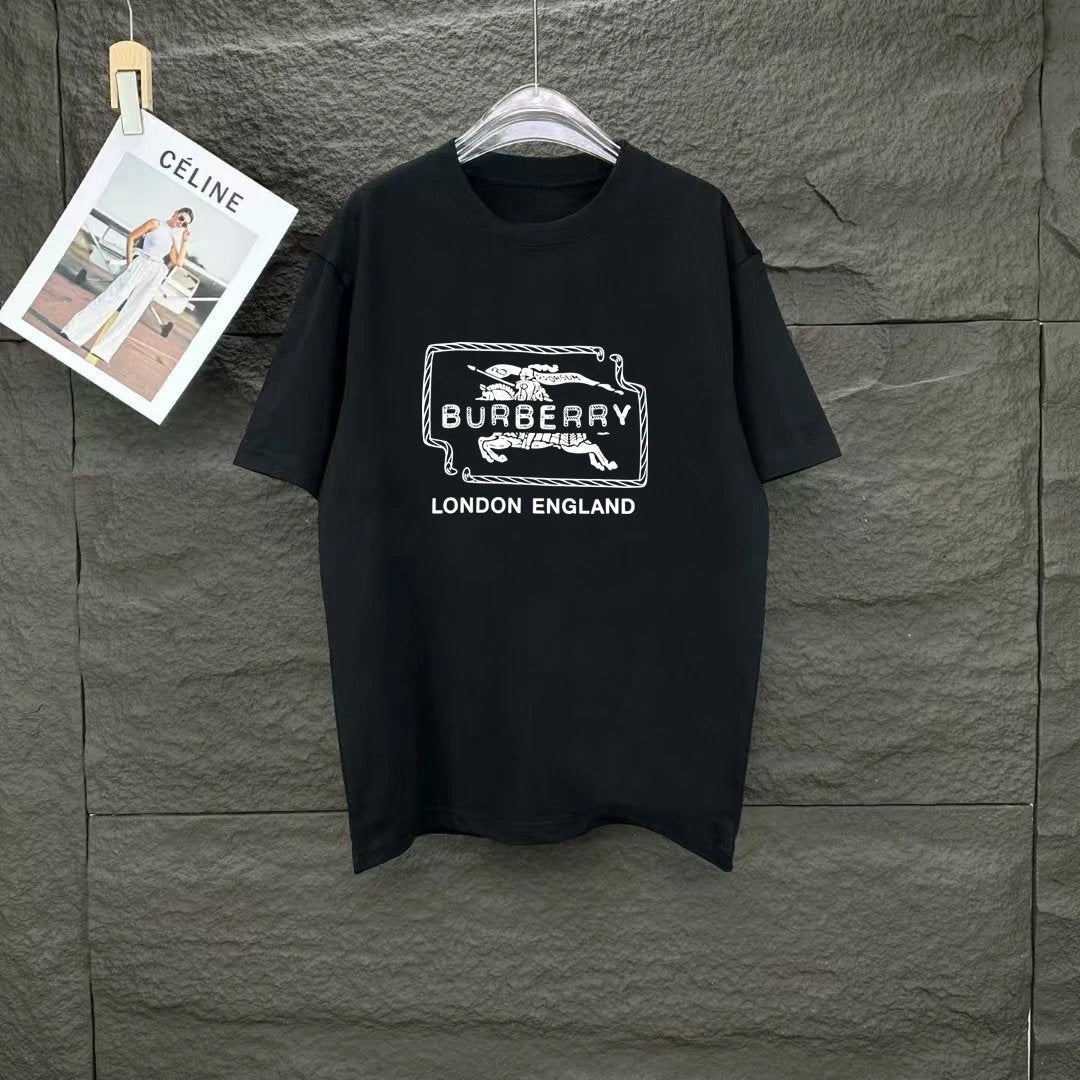Burberry T-shirt Digital Direct Print on Chest logo round Neck Short Sleeve25ss New Pure Cotton Unisex Style T T-shirt OS Loose Fit Base Shirt Half Sleeve T-Shirt Top Half Sleeve