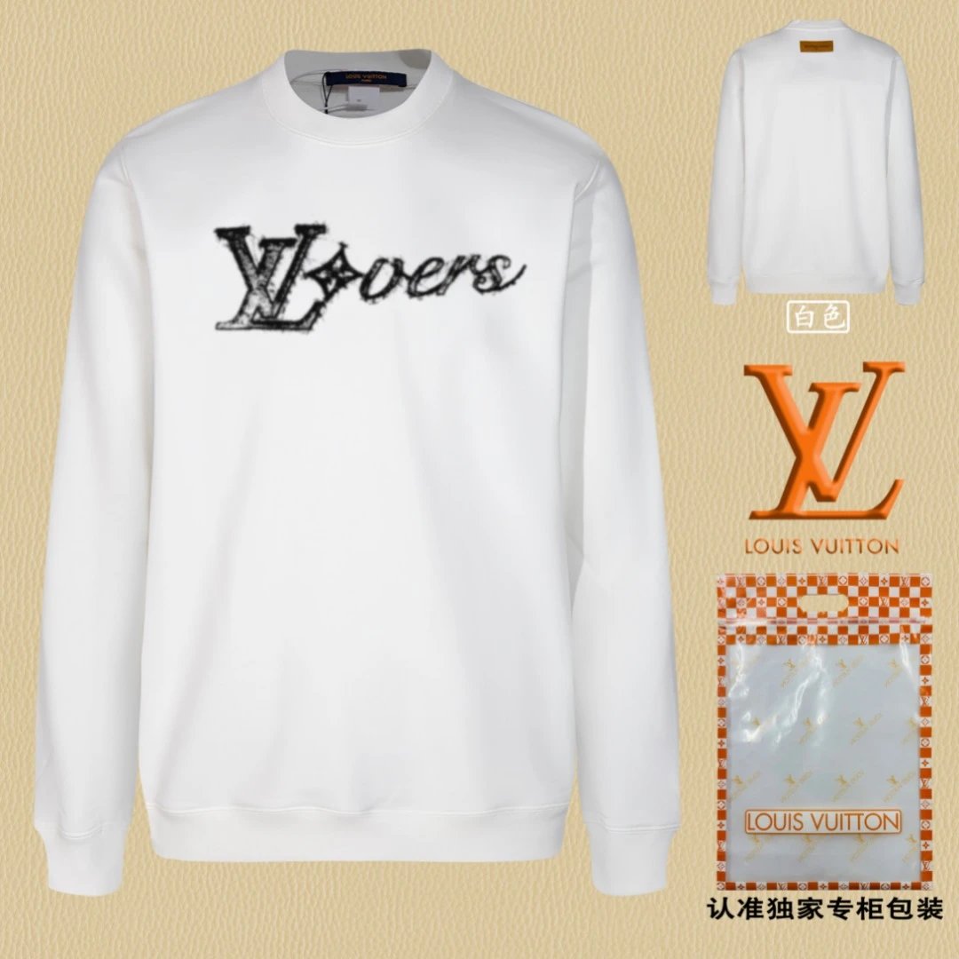 Louis Vuitton LV Hoodie Chest Print logo Round Neck Sweatshirt Jacket Pullover Long Sleeve OS Unisex Sports Casual Loose Fit Base Shirt Top