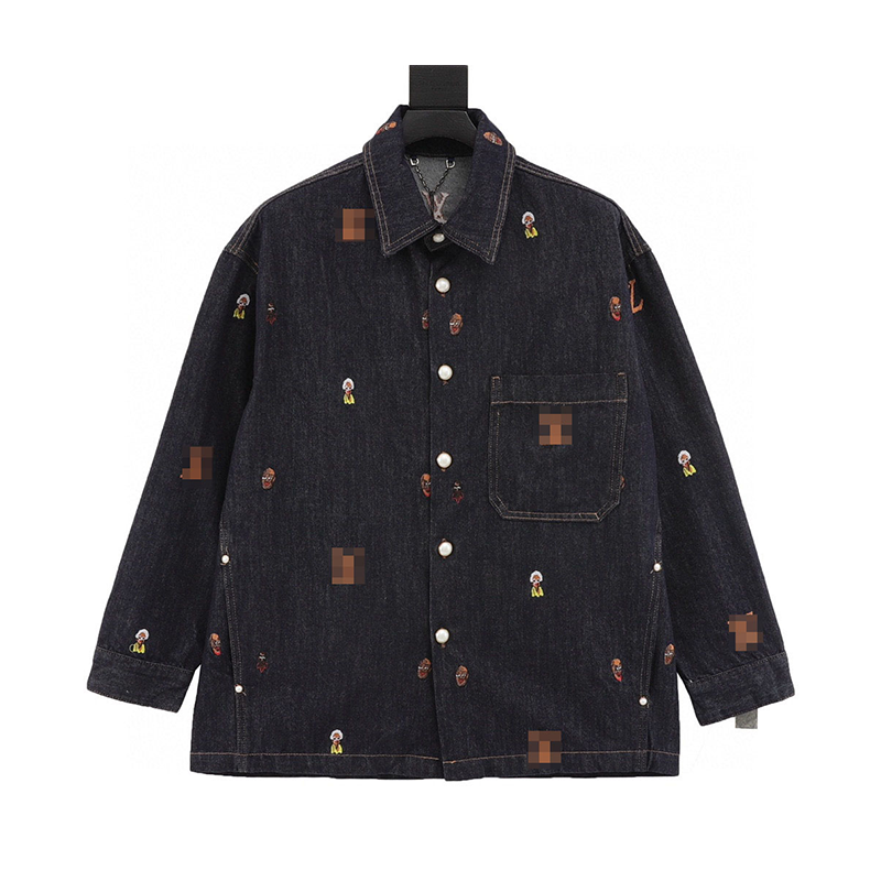 Louis Vuitton LV ShirtLouis Vuitton LV Jackets Portrait Embroidery Denim Shirt Jacket Same Style for Men and Women