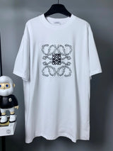 LOEWE T-shirt Chest Gradient Embroidery logo round Neck Short Sleeve25ss New Pure Cotton Unisex Style T T-shirt OS Loose Fit Base Shirt Top Half Sleeve T-Shirt