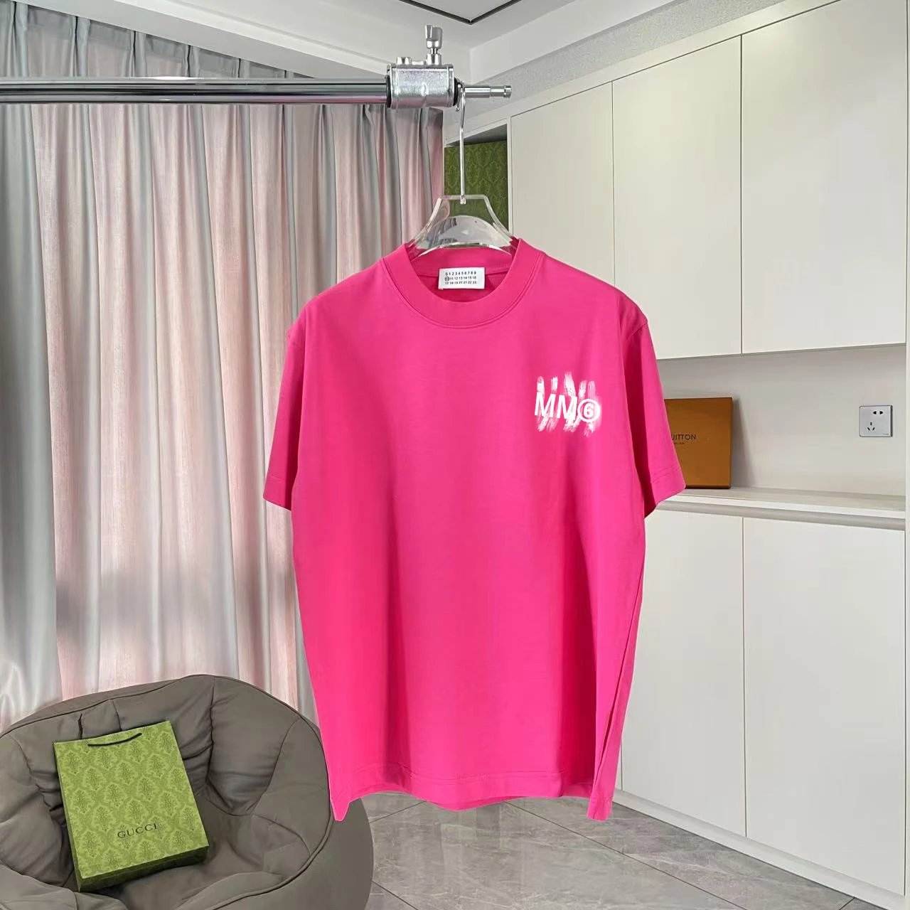 Maison Margiela T-shirt Backside Number Print logo round Neck Short Sleeve25ss New Pure Cotton Unisex Style T Casual T-Shirt Base Layer Shirt OS Loose Fit Half Sleeve Top Plus Size