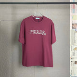 PRADA T-shirt Chest Letter Print logo round Neck Short Sleeve25ss New pure cotton T Unisex T-Shirt OS Drop Shoulder Loose Fit Base Shirt Top T-Shirt Short Sleeve