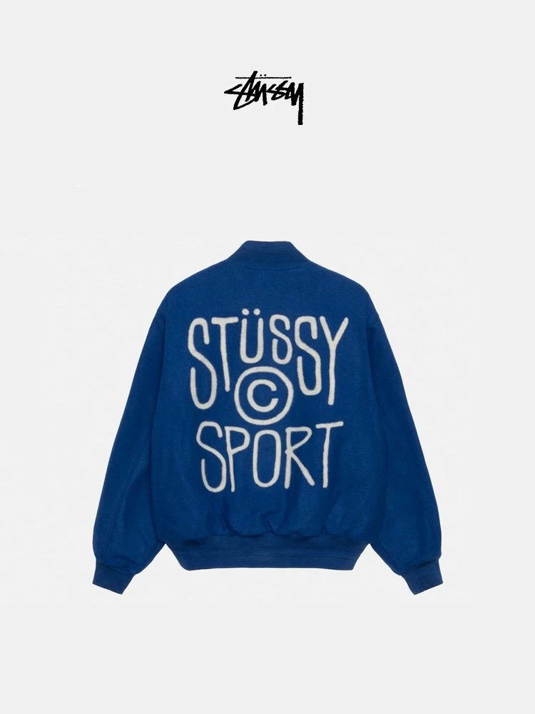 Stussy Jackets Top Version Wool Blended Letter Pattern Baseball Uniform Jacket Coat24Spring New