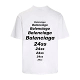 Balenciaga T-shirt Front and Back Letter and Number Print logo round Neck Short Sleeve25ss New Pure Cotton Unisex Style T T-shirt OS Loose Fit Base Shirt Top Half Sleeve T-Shirt