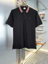Burberry T-shirt Striped Neckline logo Knitting POLO Shirt Lapel Short Sleeve25ss New Unisex Summer Short Sleeve OS Loose T Business Half Sleeve Shirt Plus Size T-Shirt