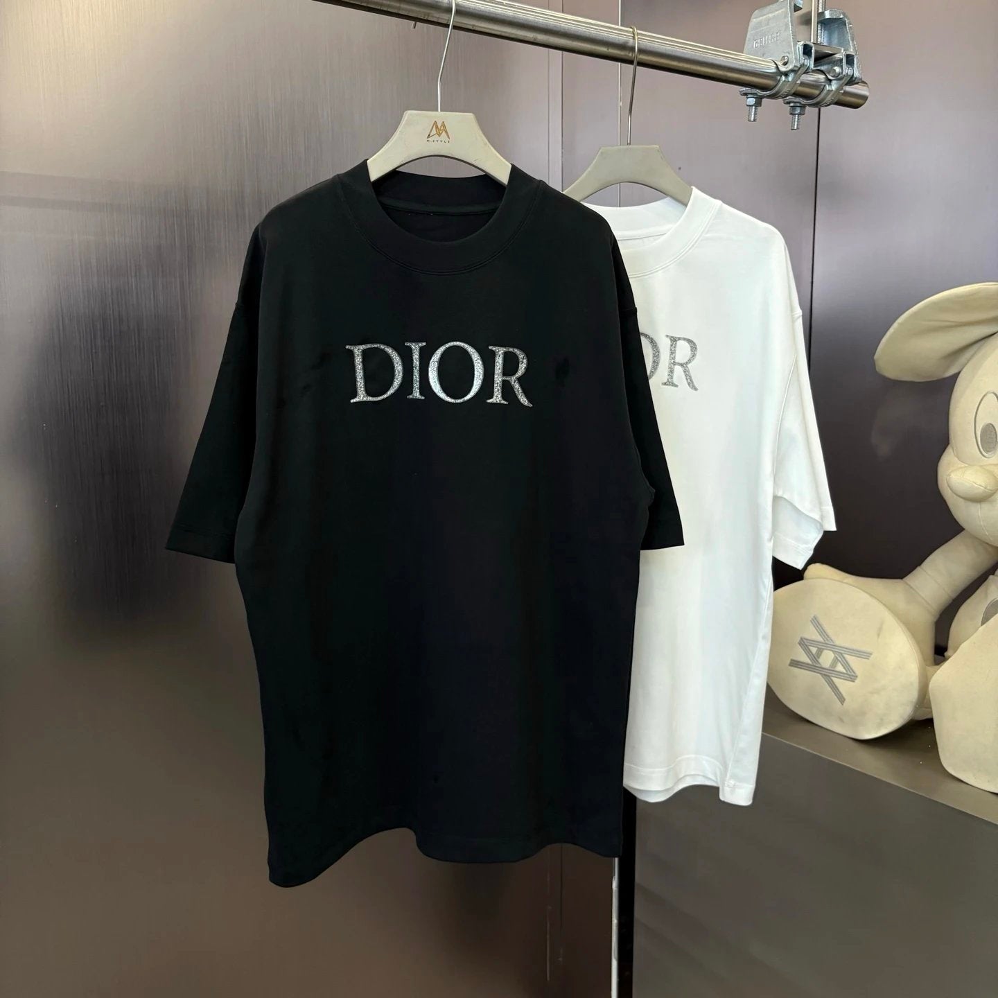 Dior T-shirt Chest Letter Knit logo round Neck Short Sleeve25ss New pure cotton T Unisex T-Shirt OS Loose Fit Base Shirt Top Half Sleeve T-Shirt
