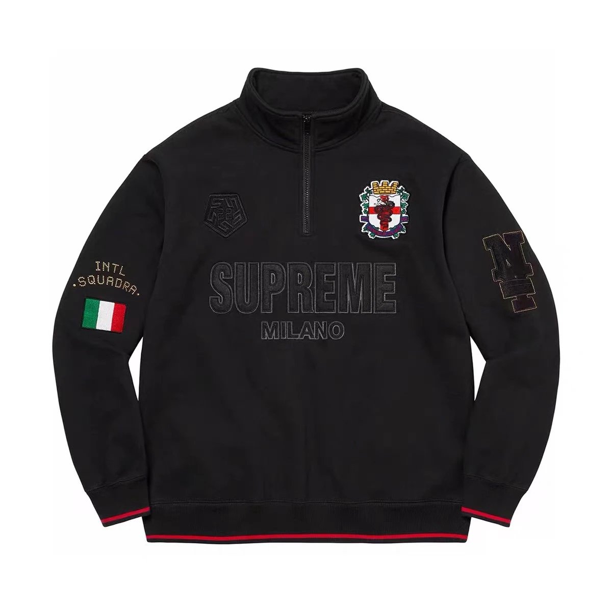 Supreme Hoodie Top Version22FW Milan Half Zipped Stand Collar Sweater for Men and Women