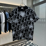 Dior T-shirt Allover Screen Printing logo round Neck Short Sleeve25ss New Pure Cotton Unisex Style T Casual T-Shirt Base Layer Shirt OS Loose Fit Half Sleeve Top Plus Size