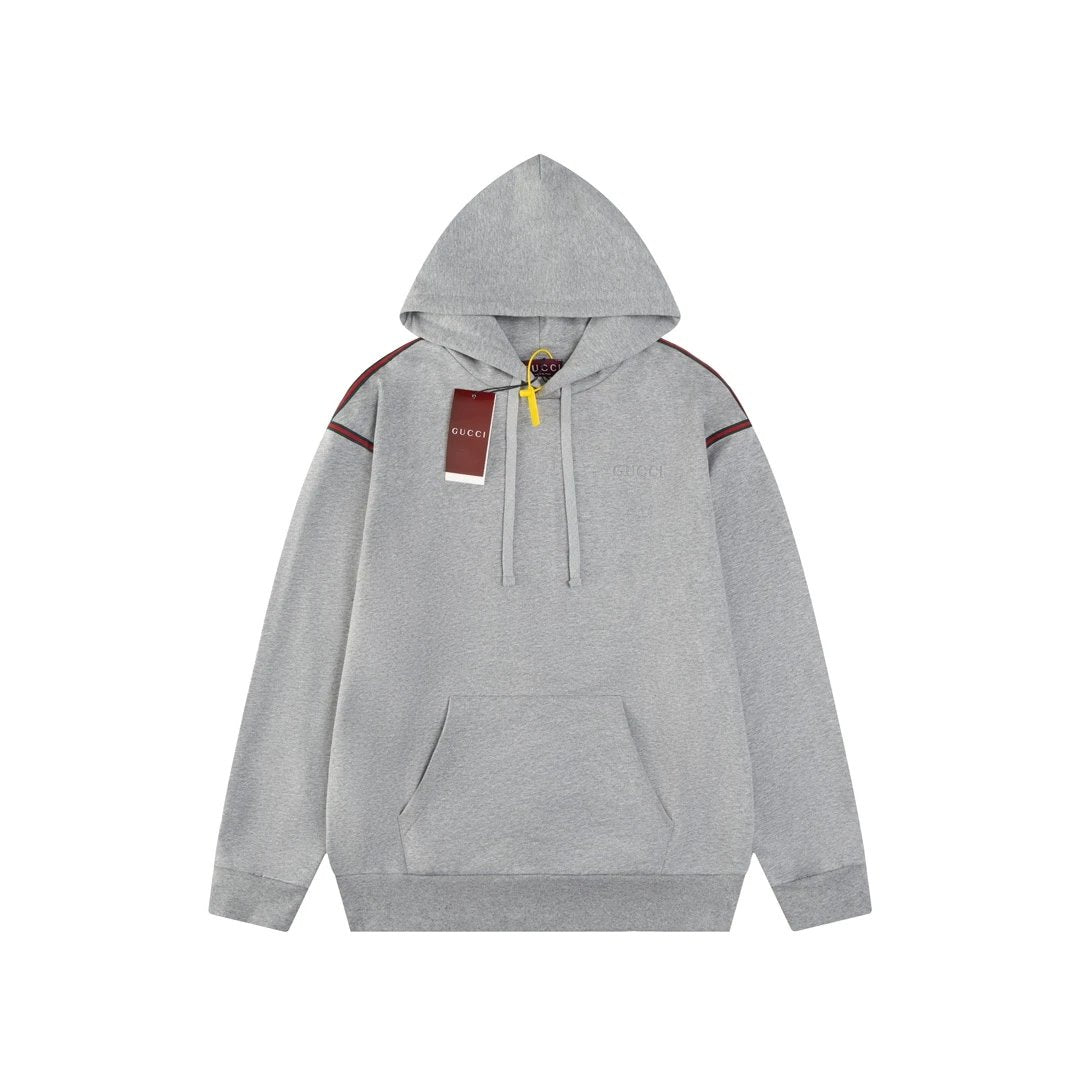 Gucci Hoodie Woven Ribbon Letter Embroidery logo Hooded Sweatshirt Jacket Top Unisex Sports Casual OS Loose fit versatile style