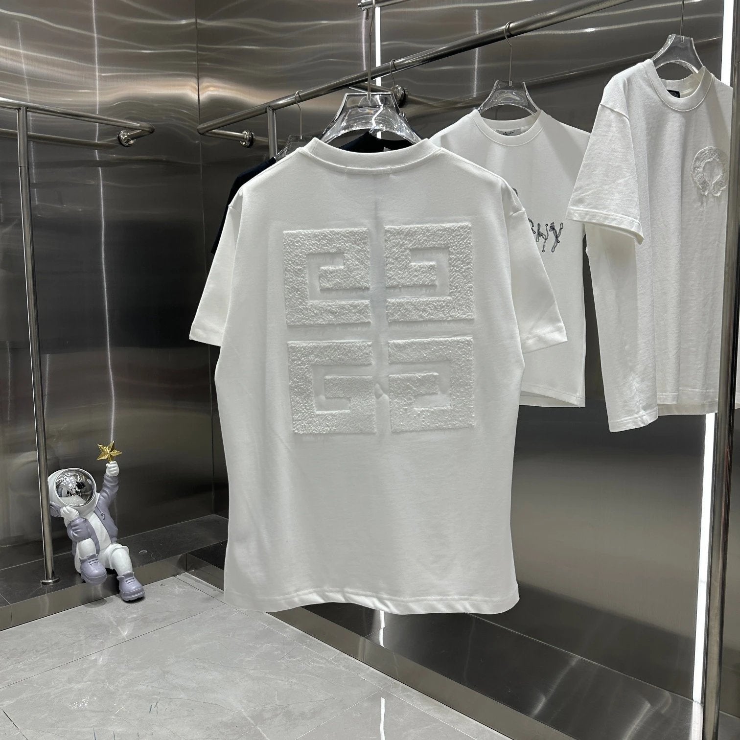 Chrome Hearts T-shirt Chest Towel Embroidery logo round Neck Short Sleeve25ss New Pure Cotton Unisex Style T T-shirt OS Loose Fit Base Shirt Short Sleeve T-Shirt Top