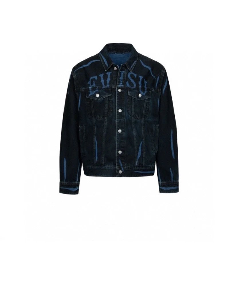 Evisu Jackets Top Version Autumn New Men's Seagull Denim Spray Printing Cool Handsome American Style Denim Jacket Coat