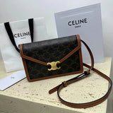 Celine women's bag Top version 【Original Factory】New CUIRTRIOMPHE Cowhide WOC Brand New Chain Leather Envelope Package Large113322Small Size10J733