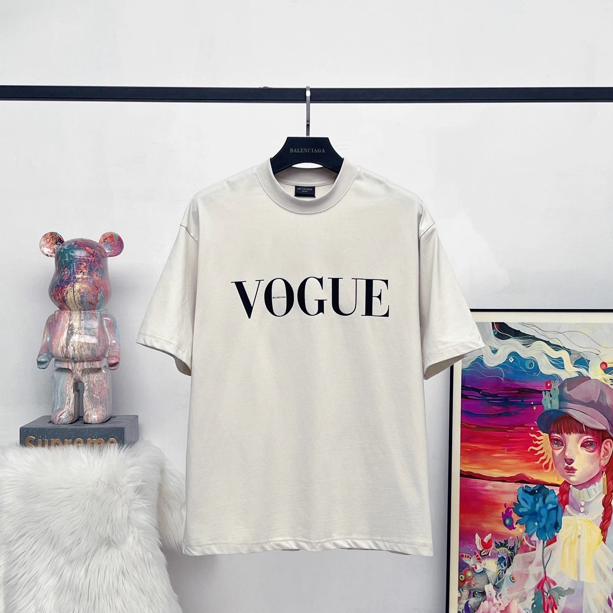 Balenciaga T-shirt Joint Name Vogue Limited Edition Lighthouse Night View logo round Neck Short Sleeve25ss New pure cotton T Unisex T-Shirt OS Loose Fit Base Shirt Top T-Shirt Short Sleeve