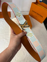 Louis Vuitton LV Belt Top version 【Counter Quality】The Most New Belt4.0cm Men's Belt Men's Leather Belt with Classic Presbyopic Checkerboard Plaid Belt with Genuine Goods Packaging in and out of the Counter No Problem Versatile Casual Fashion Formal Wear