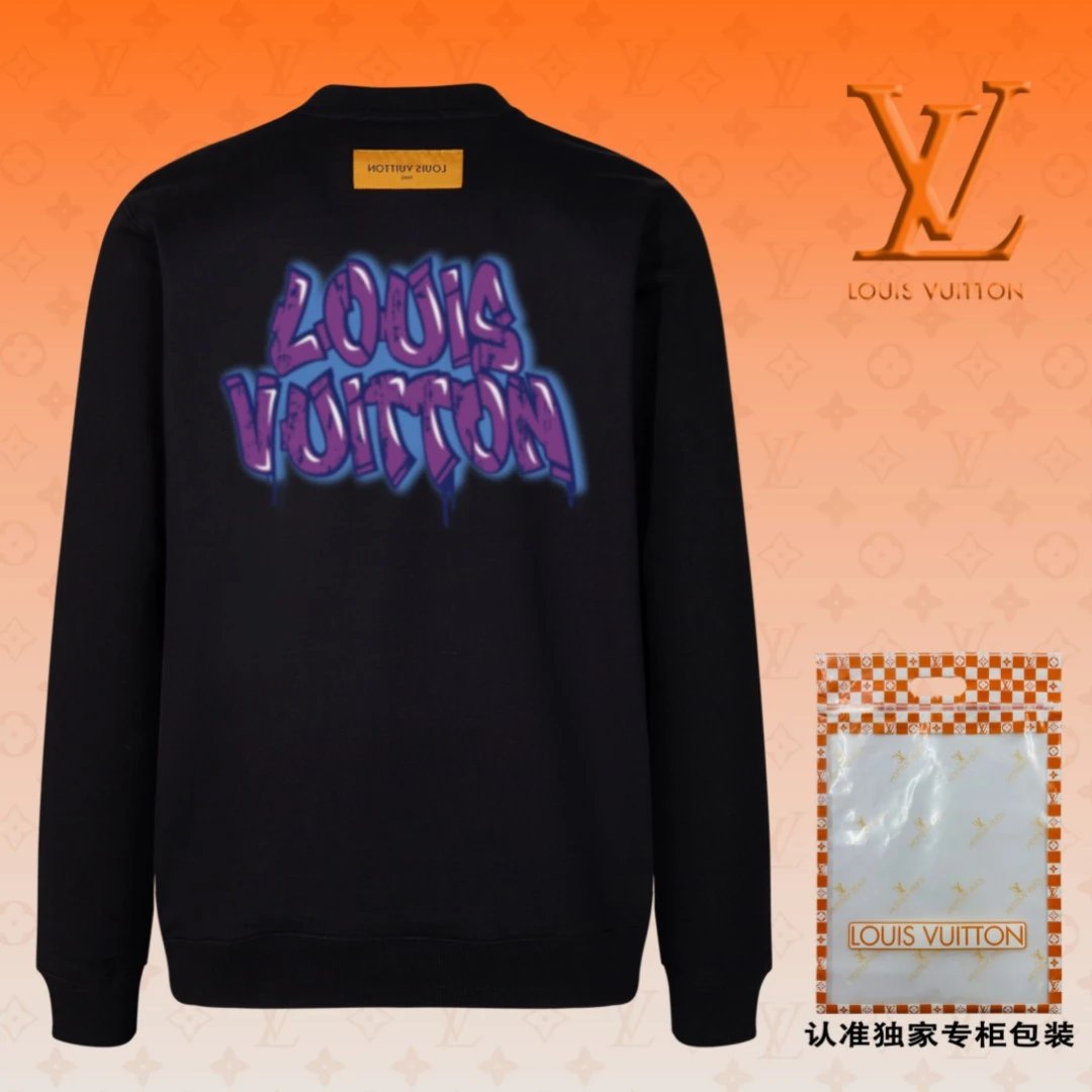 Louis Vuitton LV Hoodie Large back logo Runway Style Crewneck Sweatshirt Long Sleeve Base Shirt Jacket Top Fashion Unisex Versatile Autumn Winter New Sports Casual OS Loose fit