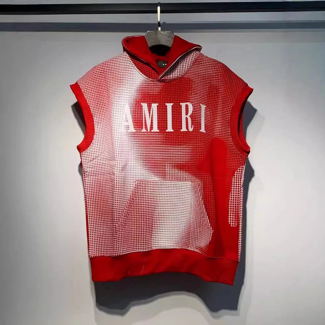 Amiri Hoodie 2024Autumn and Winter New Letters logo Printing plus Velvet Hooded Sleeveless Sweater for Men and Women