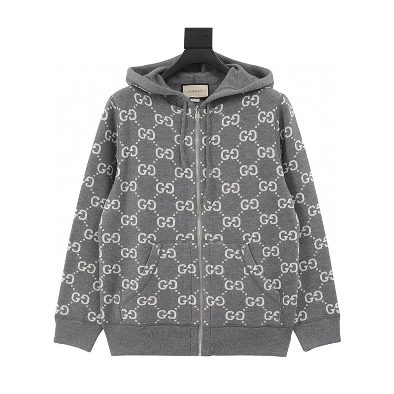 Gucci Sweater Jacquard Double-Sided Zipper Sweater Coat for Men and Women