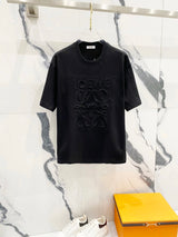 LOEWE T-shirt Large Chest Logo Embroidery logo round Neck Short Sleeve25ss New Pure Cotton Unisex Style T T-shirt OS Loose Fit Base Shirt Top Half Sleeve T-Shirt