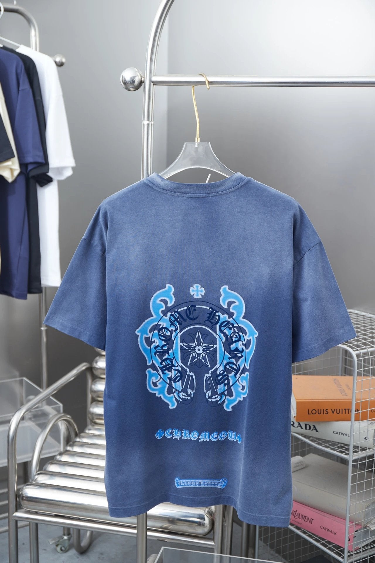 Chrome Hearts T-shirt Sanskrit Script Print logo round Neck Short Sleeve25ss New Pure Cotton Unisex Style T T-shirt OS Loose Fit Base Shirt Half Sleeve T-Shirt Top Half Sleeve