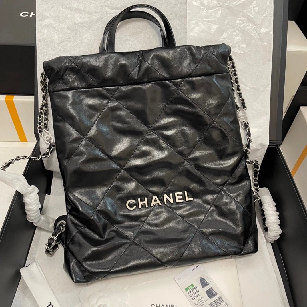 Chanel Women's Bag Top version 【Original Leather Surrogate Shopping】2022New bag22bag Backpack22No. Garbage Bag Backpack22bag Shoulder Bag Hand-Carrying Bag Backpack Shoulder Bag Women's Bag As3313AS3859