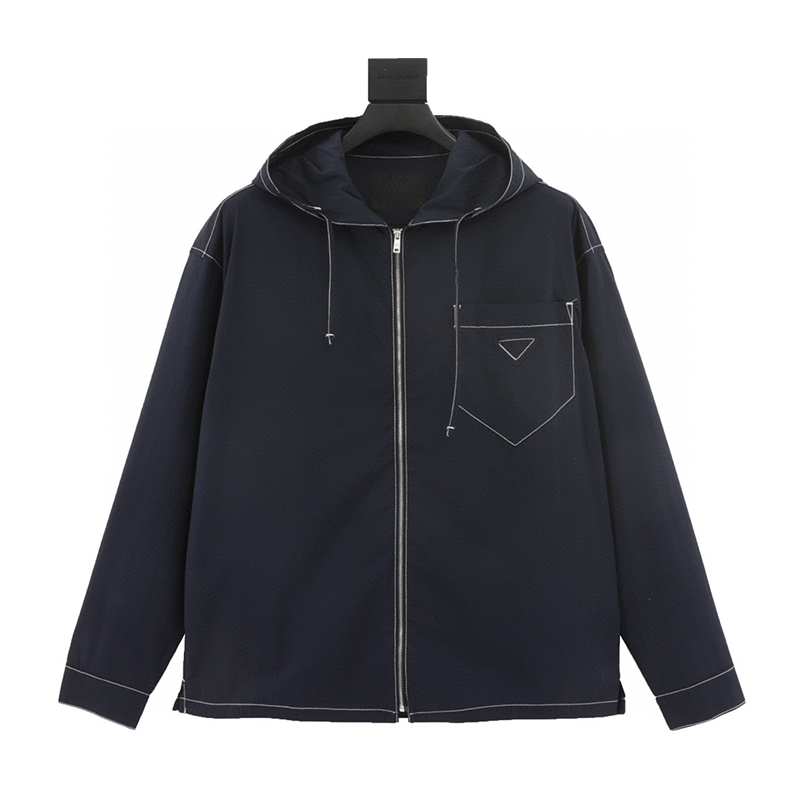 PRADA Jackets Open-Line Zipper Coat for Men and Women