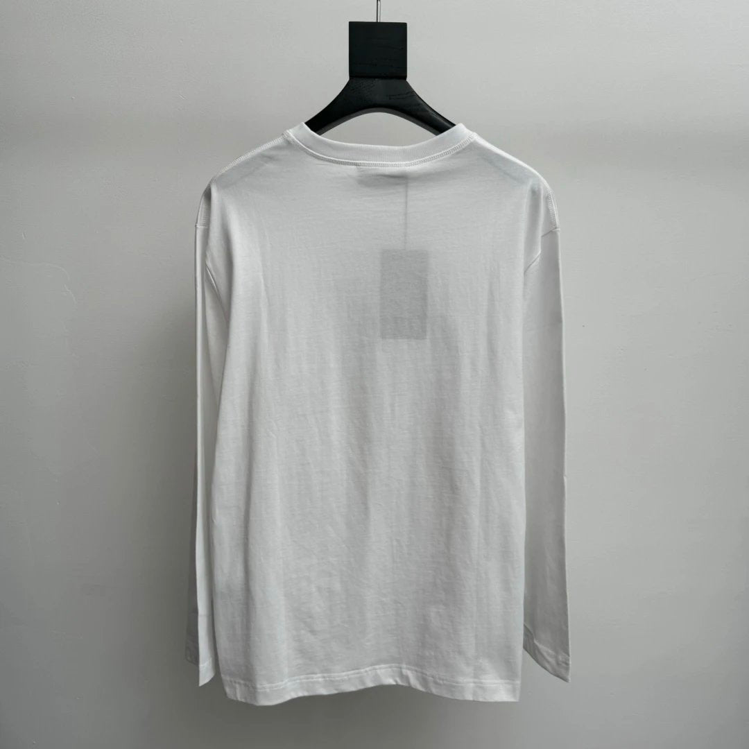 Gucci T-shirt Early Autumn Signature Print Knit Cotton Long Sleeve T Casual Loose Round Neck Pullover Base Shirt Os Unisex Pure Cotton Sweatshirt Inner Layer24ss Autumn and Winter New Products
