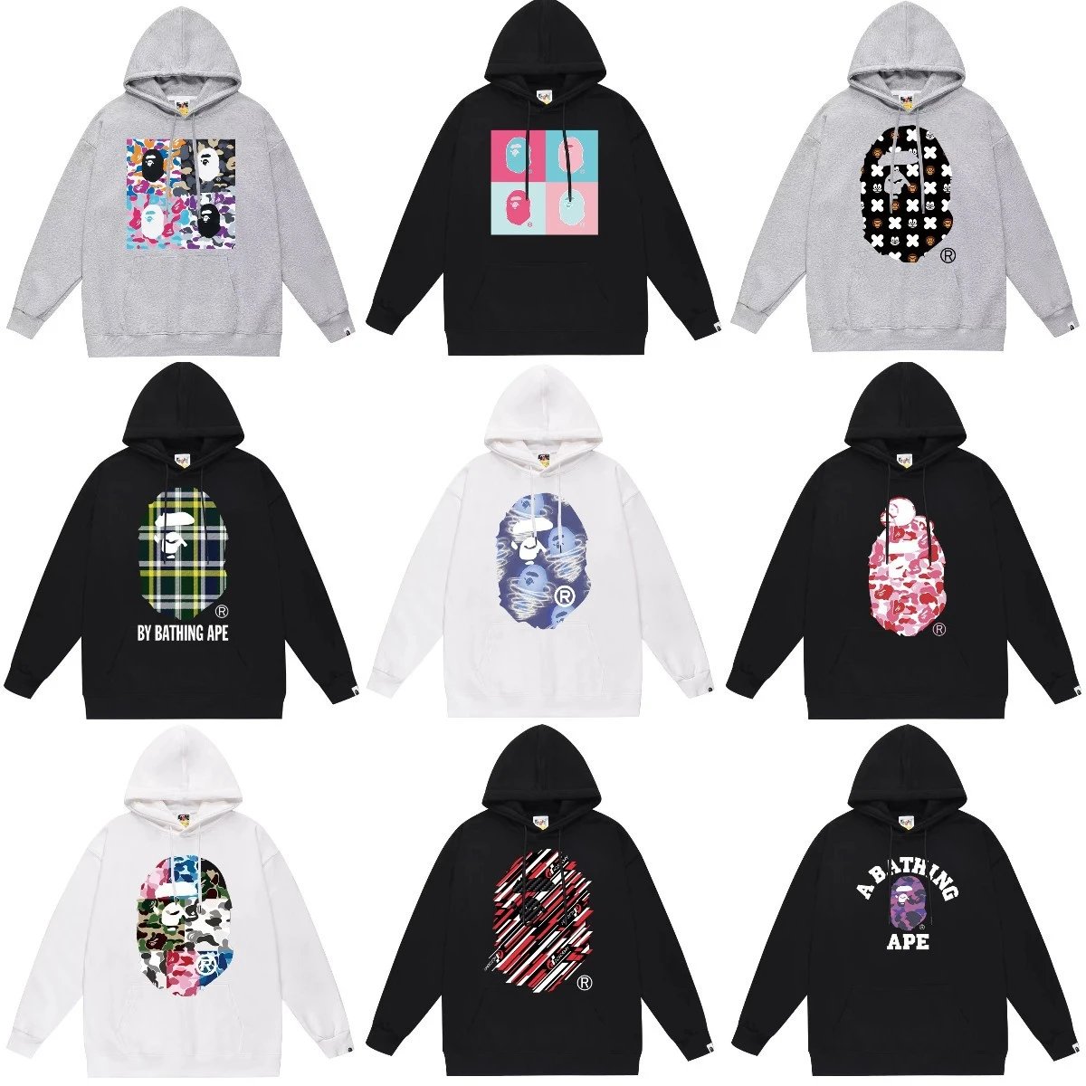 Bape Hoodie 2024Autumn and Winter New Japanese Fashion Brand Pullover plus Size Loose Hoodie Male and Female Couples Wear Teen Fashion Brand Sweater-CY