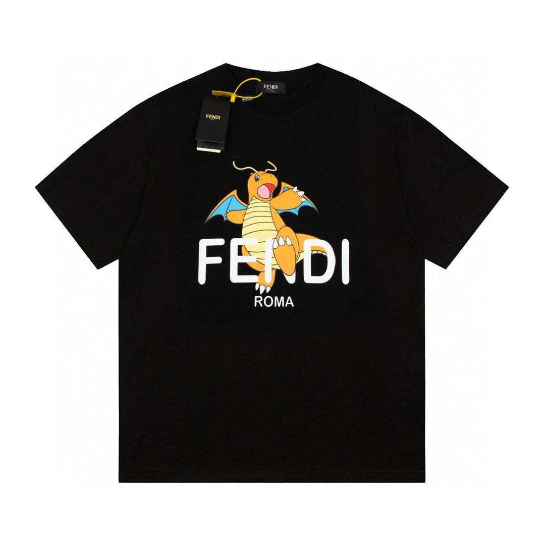 FENDI T-shirt Top Version Dragon Year Printing Men's and Women's Same Style Short Sleeve T Summer Fashion T-shirt