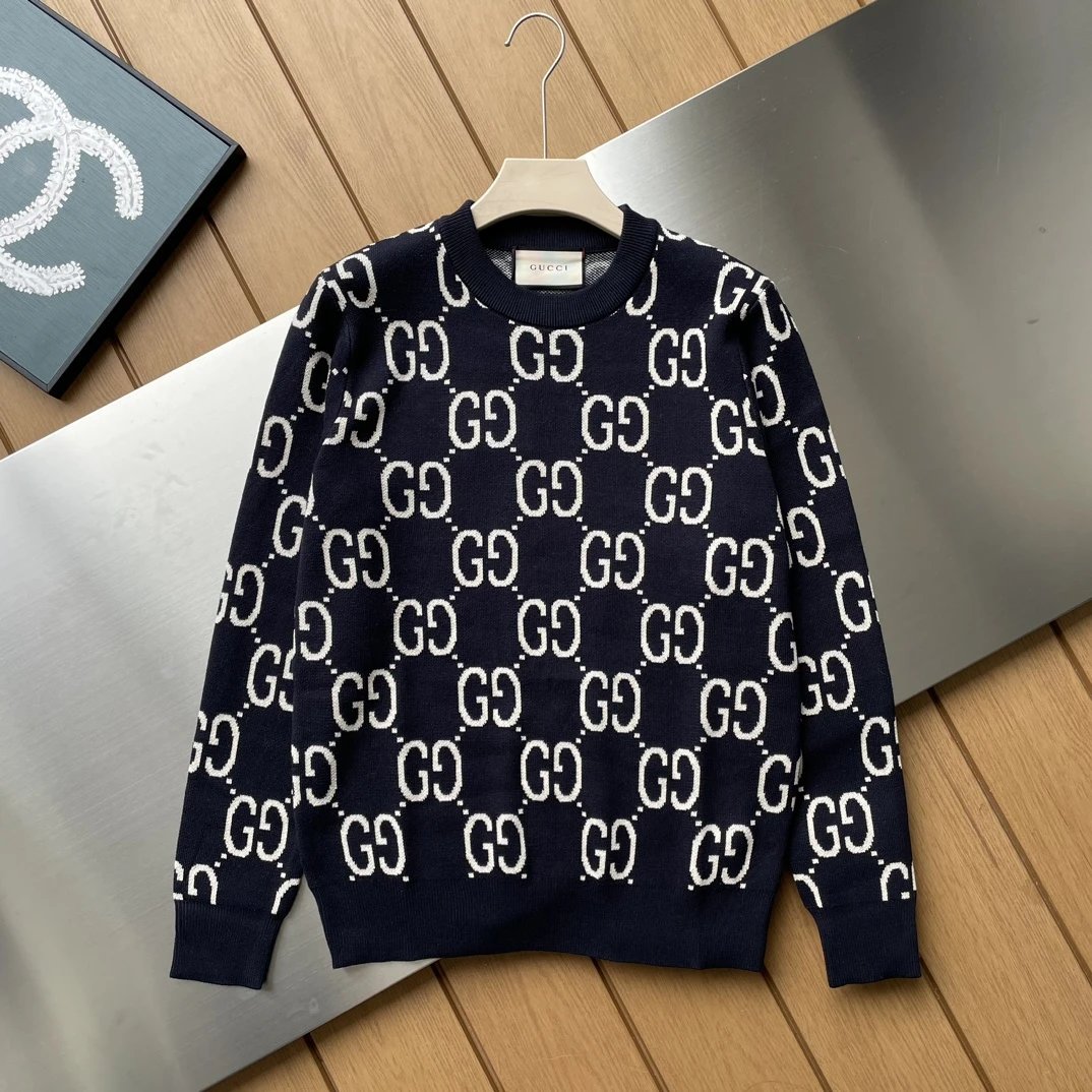 Gucci Sweater Top version c Gucci Classic Retro Double G Round Neck Sweater Long Sleeve Pullover Thickened Lazy Style OS Loose Fit Unisex Knit Top Jacket Versatile Casual Wearable Inside and Outside
