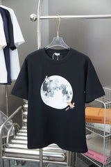LOEWE T-shirt 25SS Early Spring New Moon Rabbit Embroidery Round Neck Short Sleeve Pure Cotton Unisex T T-shirt OS Loose Fit Base Shirt Summer Casual Simple T-Shirt
