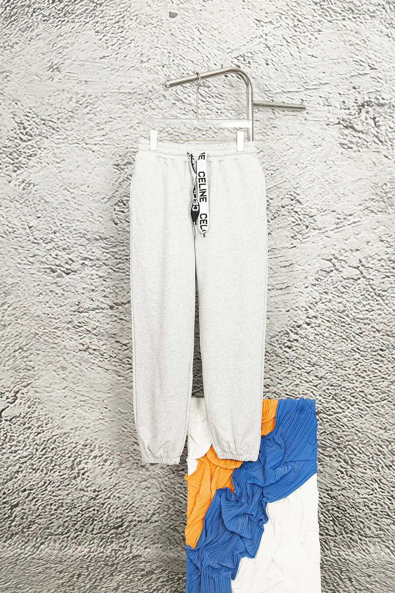 Celine Sweatpants Webbing Letters log Drawstring Jogger Sweatpants for Men and Women, Autumn and Winter Loose Fit, High Waist, Solid Color, Plus Size, Casual Pants