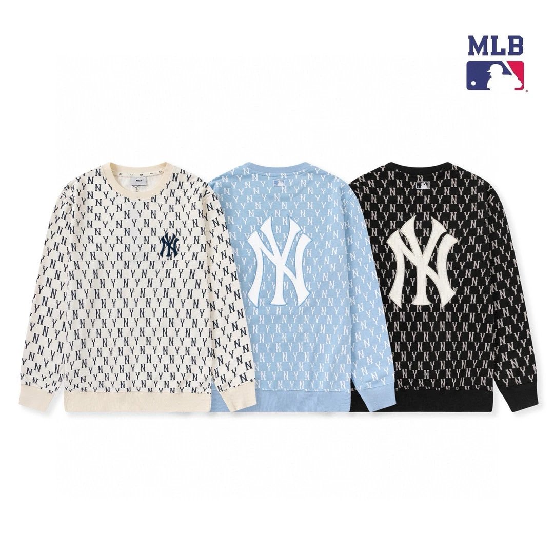 MLB Hoodie Top Version Counter Same Style Sweatershirt Men's Clothing Autumn and Winter New Classic LOGO Embroidered Crew Neck Long Sleeve Fashion