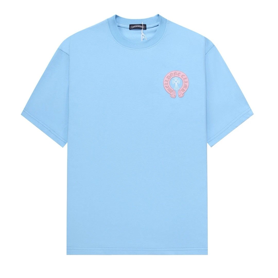 Chrome Hearts T-shirt Classic Style Horseshoe Velvet Print logo round Neck Short Sleeve25ss New Pure Cotton Unisex Style T T-shirt OS Loose Fit Base Shirt Short Sleeve Top T-Shirt