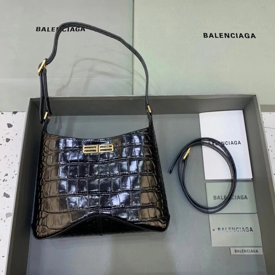 Balenciaga Bag Top version 【Level Surrogate Shopping】2022Spring and Summer New gXXhobo Crocodile Pattern hobo Underarm Bag Shoulder Messenger Bag Women's Bag