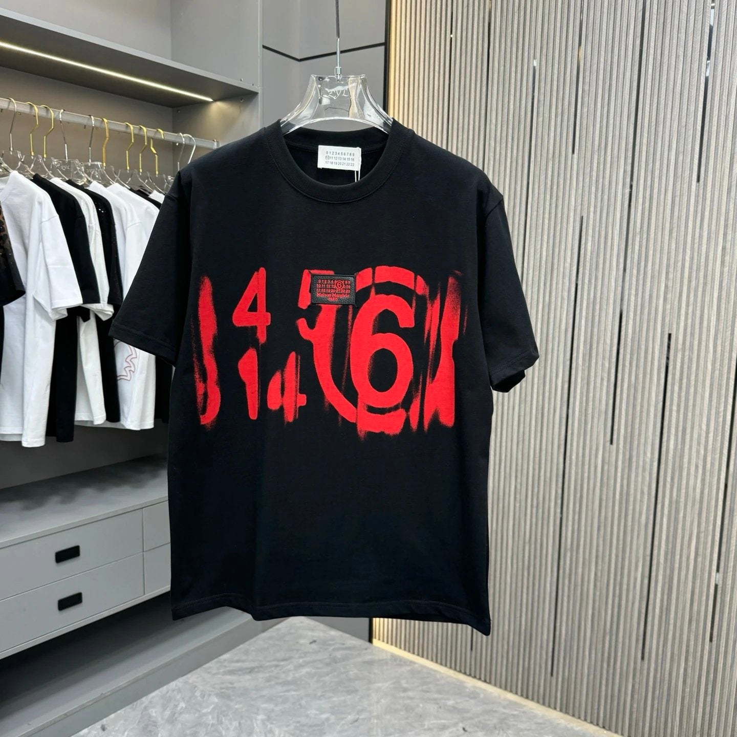 Maison Margiela T-shirt Chest Number Dot Print logo round Neck Short Sleeve25ss New Pure Cotton Unisex Style T Casual T-Shirt Base Layer Shirt OS Loose Fit Half Sleeve Top Plus Size