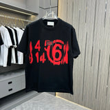 Maison Margiela T-shirt Chest Number Dot Print logo round Neck Short Sleeve25ss New Pure Cotton Unisex Style T Casual T-Shirt Base Layer Shirt OS Loose Fit Half Sleeve Top Plus Size