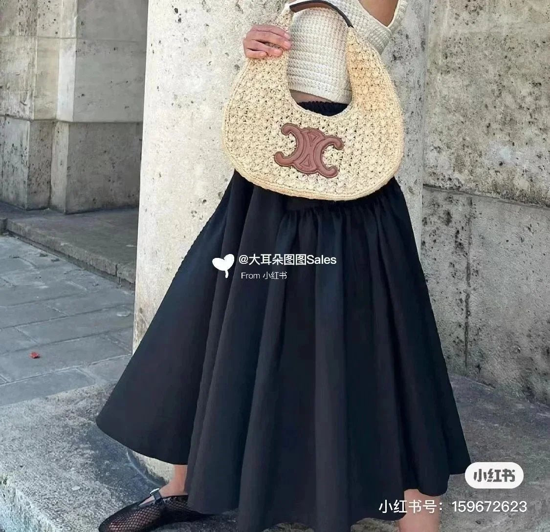 Celine Women's Bag Top version New hobo Straw bag CLASSICPANIER Made of Plant Materials and Cow Leather Woven Bag Summer New Bamboo Woven Bag Woven Bag Women's Bag Beach Bag Women's Bag