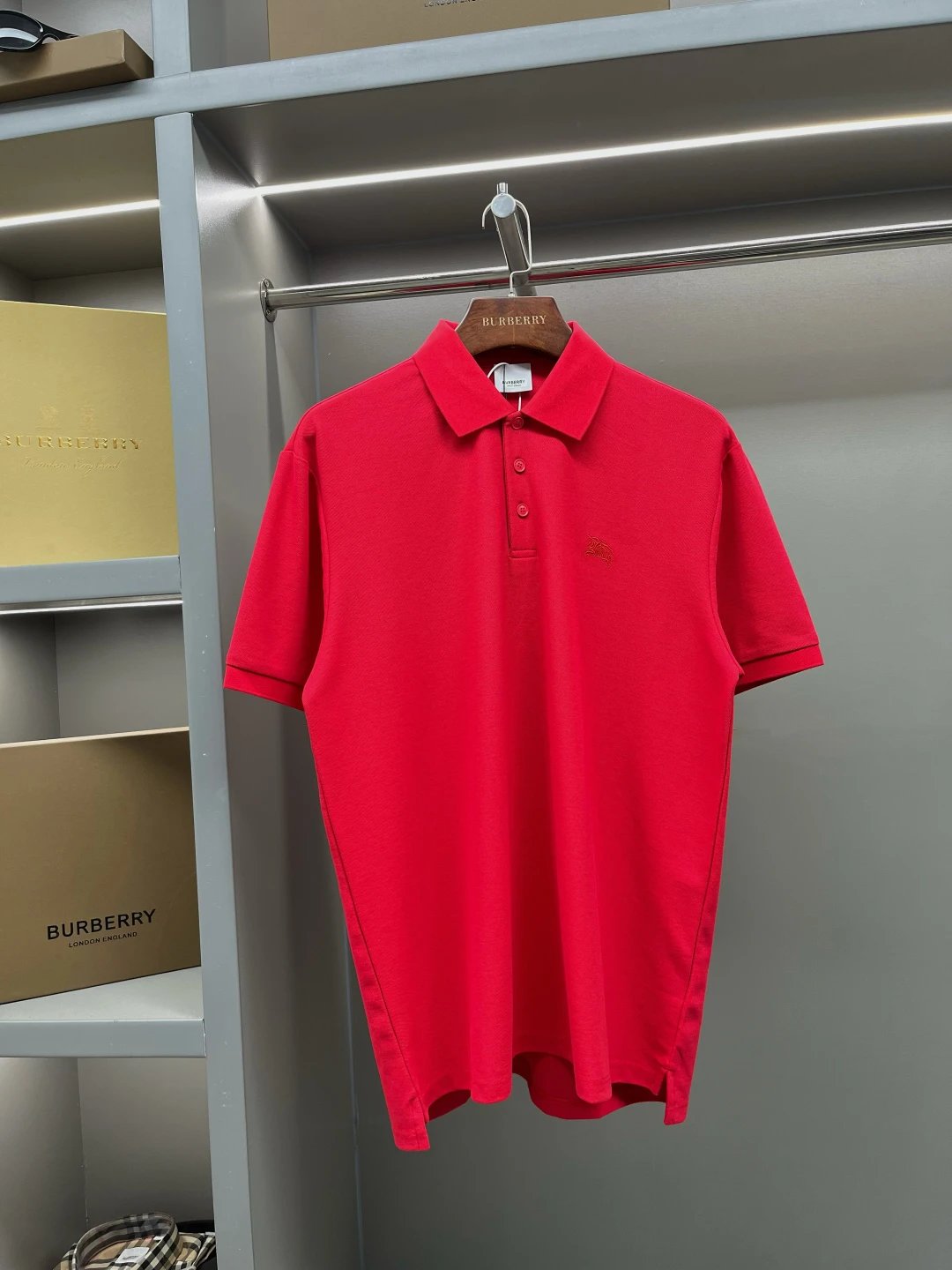 Burberry T-shirt TB Embroidered Piqué Cotton POLO Shirt Lapel Short Sleeve25ss New Unisex Summer Short Sleeve OS Loose T Business Half Sleeve Shirt Plus Size T-Shirt