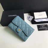 Chanel Wallet Top version 【Original Genuine Goods Leather】Women's Wallet Medium Three-Fold Wallet Caviar Cowhide Original Sheepskin Women's Wallet Card Holder Coin Purse Model Number A84341