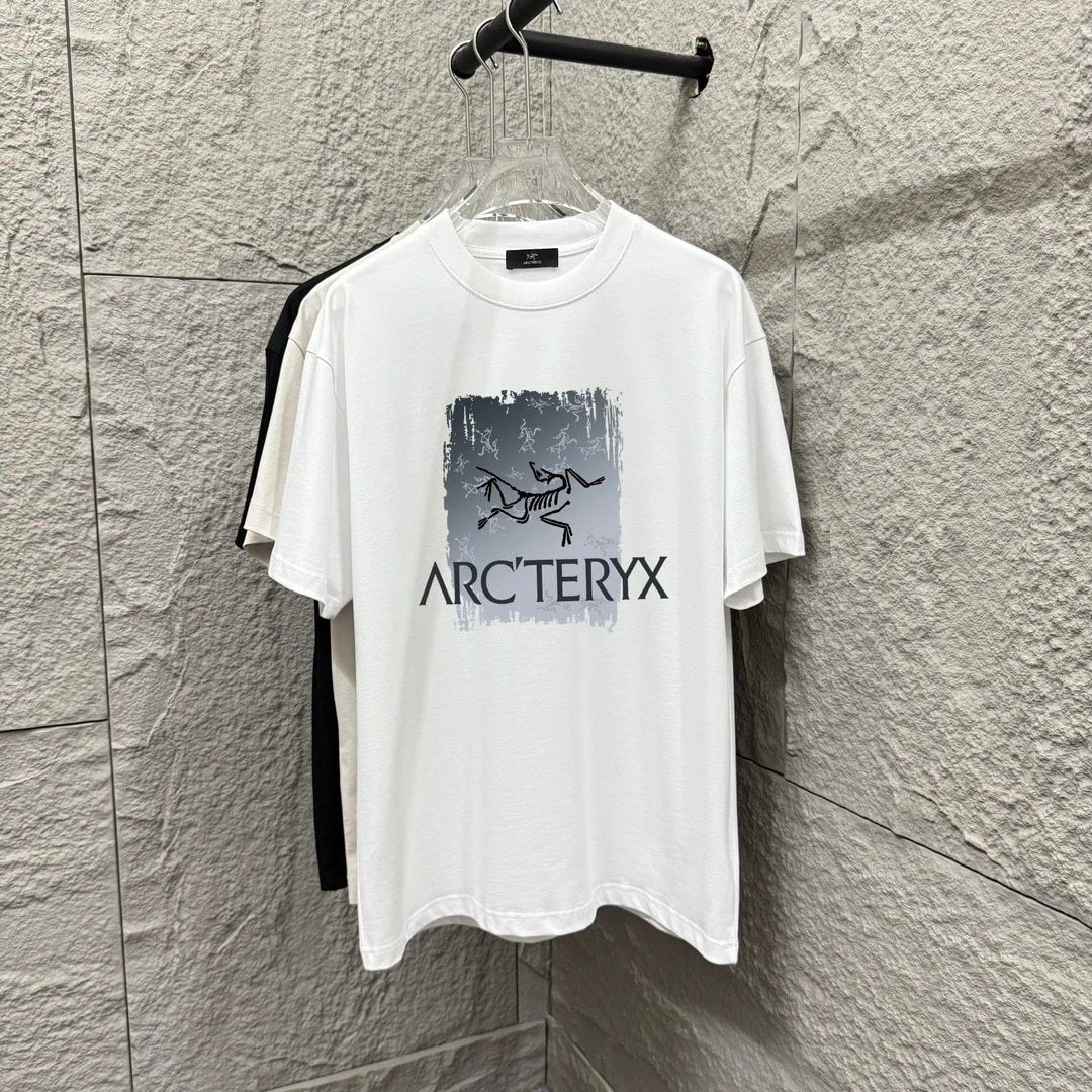 Arc'teryx T-shirt Chest Letter Skeleton Print logo round Neck Short Sleeve25ss New Pure Cotton Unisex Style T T-shirt OS Loose Fit Base Shirt Top Half Sleeve T-Shirt