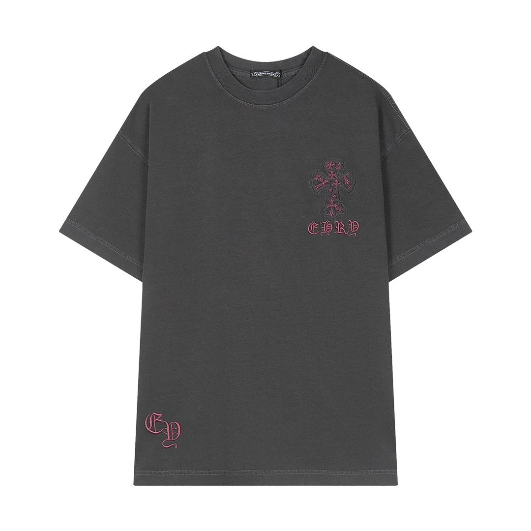 Chrome Hearts T-shirt Patch logo round Neck Short Sleeve25ss New Pure Cotton Unisex Style T T-shirt OS Loose Fit Base Shirt Short Sleeve T-Shirt Top