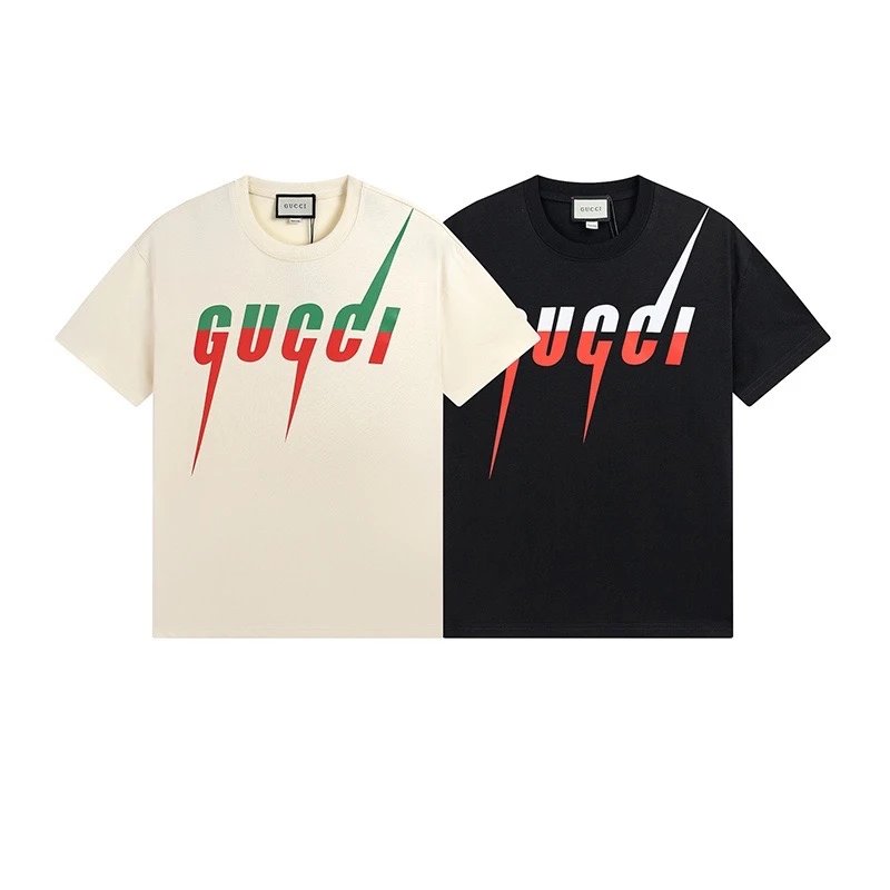 Gucci T-shirt Layered Color Letter Print Round Neck Short Sleeve25ss New pure cotton T Unisex T-Shirt OS Loose Fit Base Shirt Top Half Sleeve T-Shirt