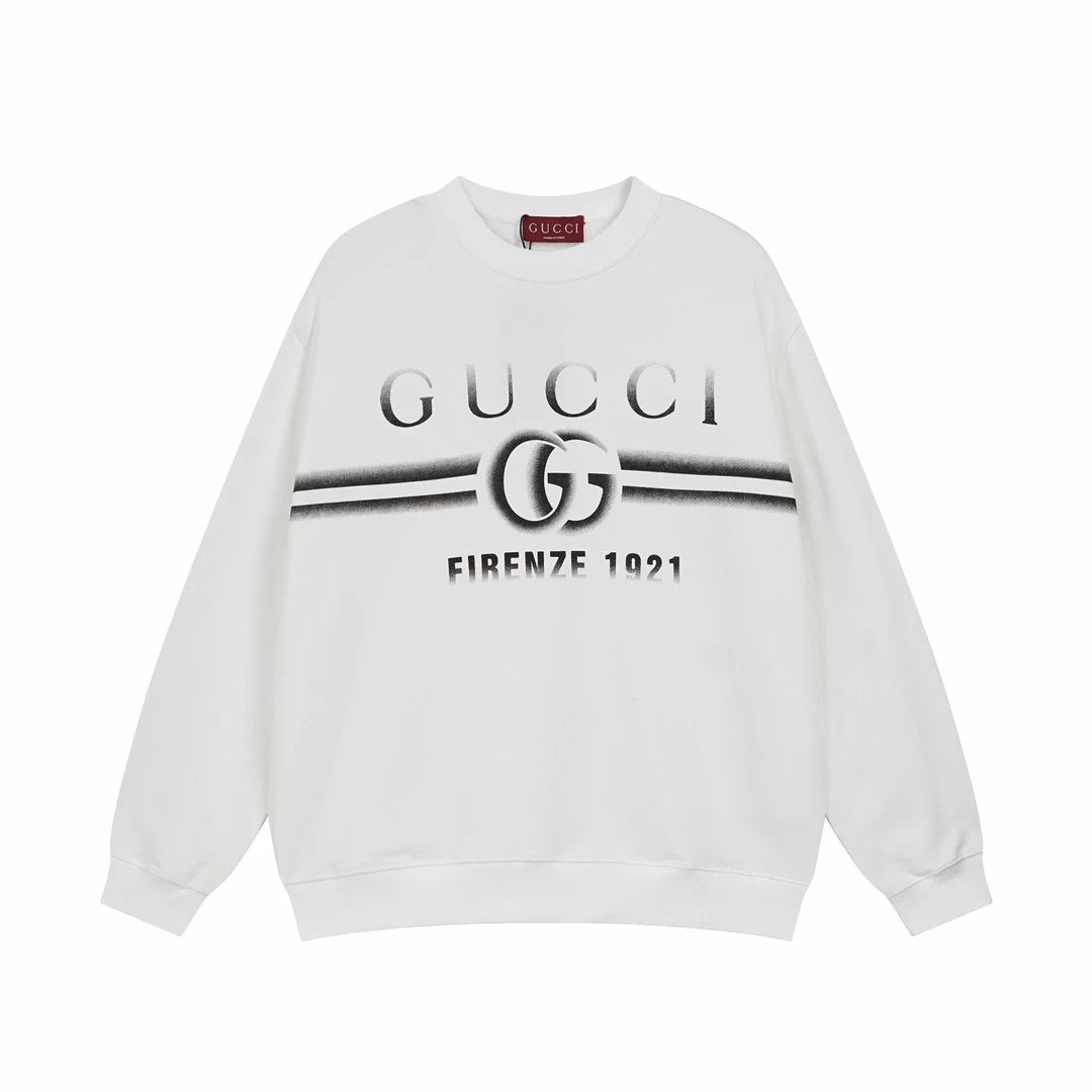 Gucci Hoodie Striped Chest logo Round Neck Sweatshirt Long Sleeve Base Shirt Jacket Top Fashion Unisex Sports Casual Loose Fit Versatile Autumn Winter New Arrival