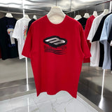 Balenciaga T-shirt Front Chest Print Spray Painting Logo Logo Crew Neck Short Sleeve25ss New Pure Cotton Unisex Style T T-shirt OS Loose Fit Base Shirt Top Half Sleeve T-Shirt
