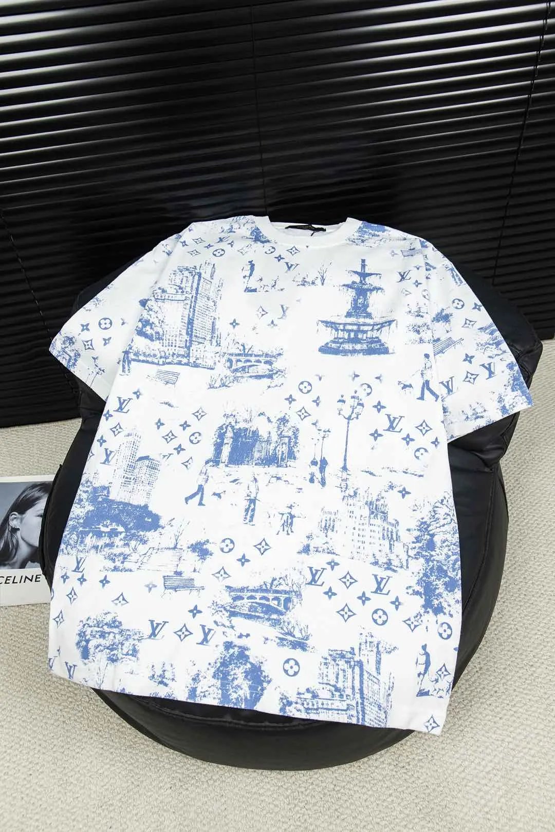 Louis Vuitton LV T-shirt Allover Parka Print logo round Neck Short Sleeve25ss New Pure Cotton Unisex Style T T-shirt OS Loose Fit Base Shirt Half Sleeve T-Shirt Top Half Sleeve