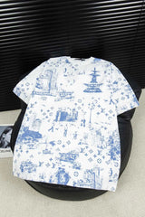 Louis Vuitton LV T-shirt Allover Parka Print logo round Neck Short Sleeve25ss New Pure Cotton Unisex Style T T-shirt OS Loose Fit Base Shirt Half Sleeve T-Shirt Top Half Sleeve