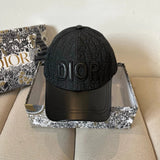 Dior Hat Classic Letters logo Baseball Cap Sun Protection Visor Cap Large Head Circumference Versatile Sports Hat Slimming Face Curved Brim Unisex Couple Style