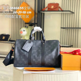 Louis Vuitton LV Men's Bag Top version 【Level Genuine Goods MB Original Leather Surrogate Shopping Chip Version】keepall35cm Travel Bag keepal Men's Large Crossbody Bag Shoulder Bag Luggage Bag Black Flower Travel Bag Short Trip Bag Shoulder Messenger Hand