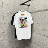 Louis Vuitton LV T-shirt Back Splash Ink Graffiti Letter Print logo round Neck Short Sleeve25ss New Pure Cotton Unisex Style T T-shirt OS Loose Fit Base Shirt Top Half Sleeve T-Shirt
