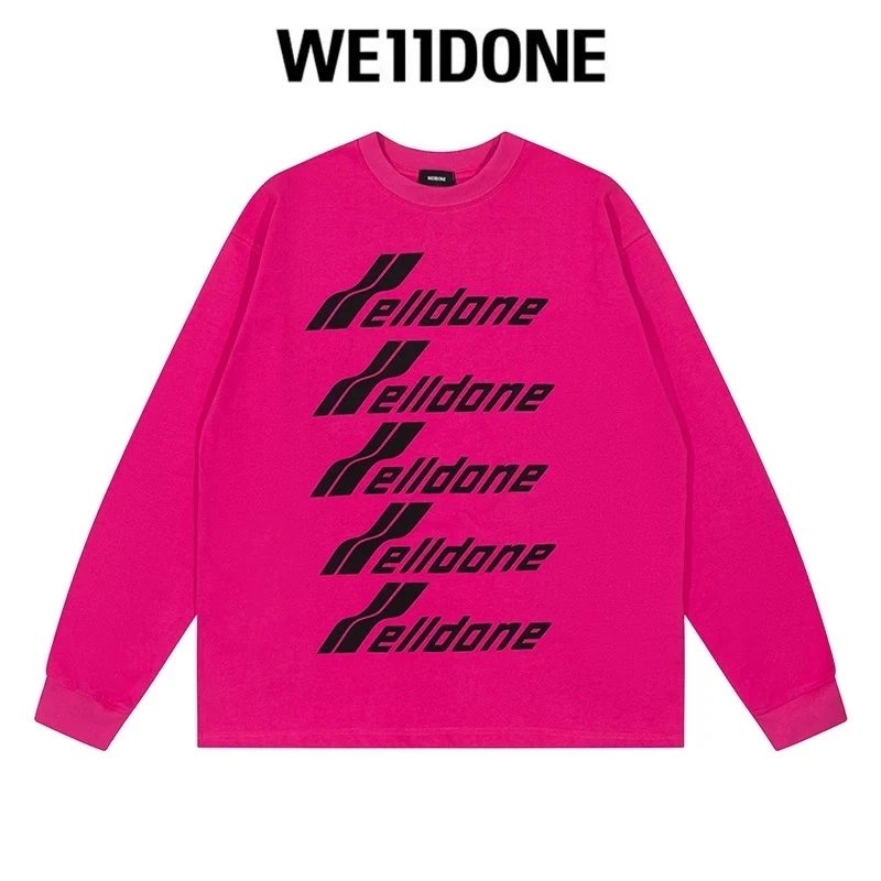 We11done Hoodie Top Version Zhao Lusi Yang Mi Long Sleeve T T-shirt Color Graffiti Letters Gradient Spring and Autumn